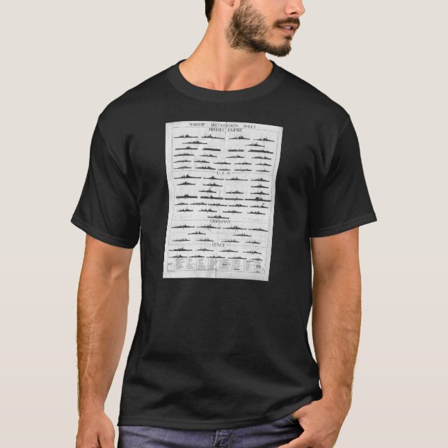 World War II Navy Battleship Recognition Chart T-Shirt (Front)