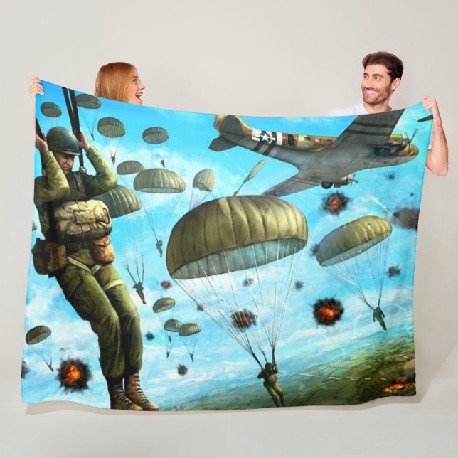 WORLD WAR II PARATROOPERS FLEECE BLANKET (In Situ)