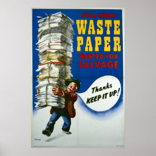 World War II poster - Salvage Waste Paper