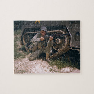 World War II Soldier Kneeling with Garand Rifle Jigsaw Puzzle