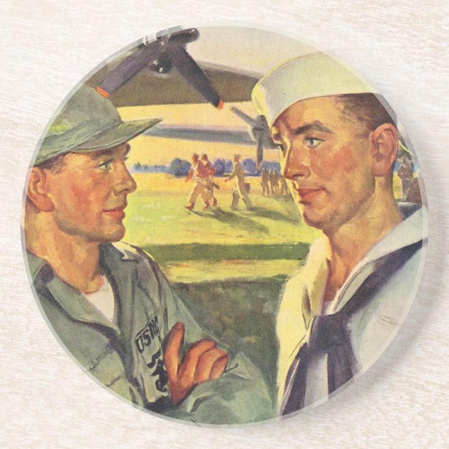 World War II soldier meets sailor Coaster (Front)