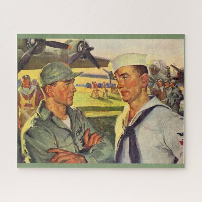 World War II soldier meets sailor Jigsaw Puzzle (Horizontal)