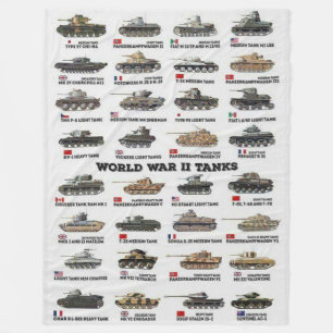 WORLD WAR II TANKS FLEECE BLANKET
