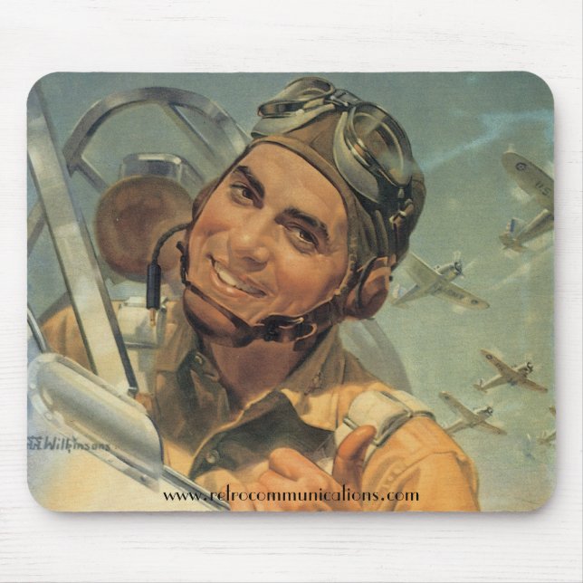World War ll Pilot in Action Mouse Mat (Front)