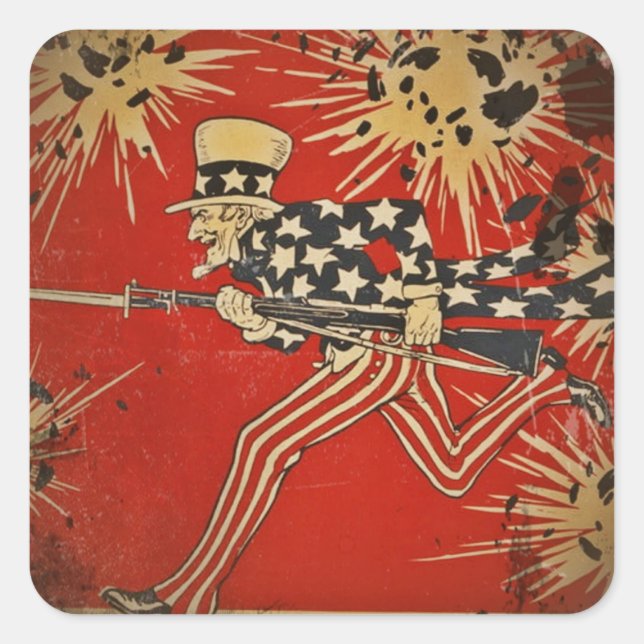 World War One Fourth of July Square Sticker (Front)