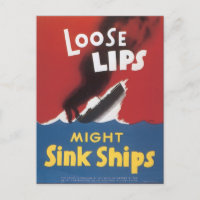 World War Postcards, Loose Lips Sink Ships!