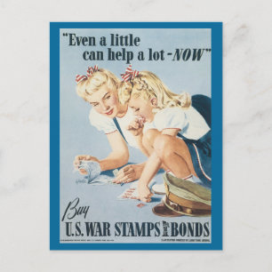 World War Postcards, War Bonds Poster - Pin up Postcard