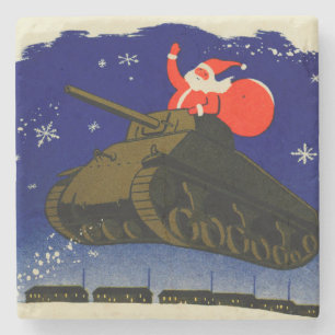 World War Two Armoured Santa Stone Coaster
