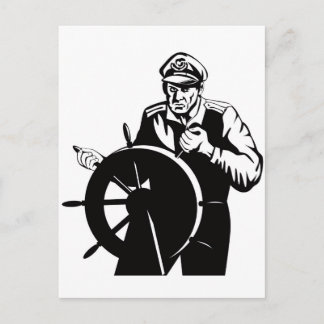 World war two navy captain sailor helmsman postcard