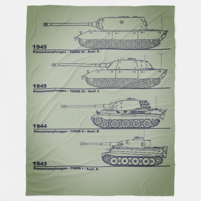WORLD WARR II GERMAN TANKS FLEECE BLANKET (Front)