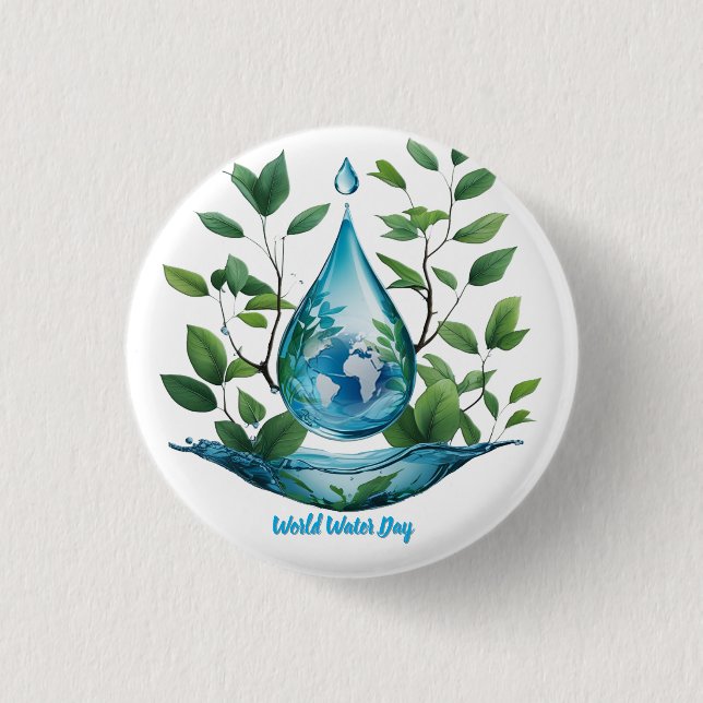World Water Day 3 Cm Round Badge (Front)