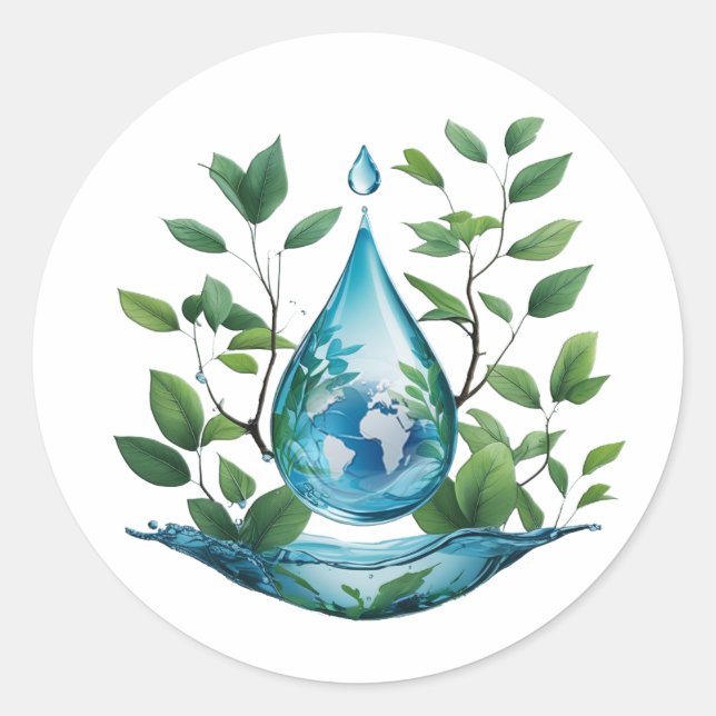 World Water Day Classic Round Sticker (Front)