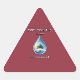 World Water Day. Every Drop Counts. Triangle Sticker
