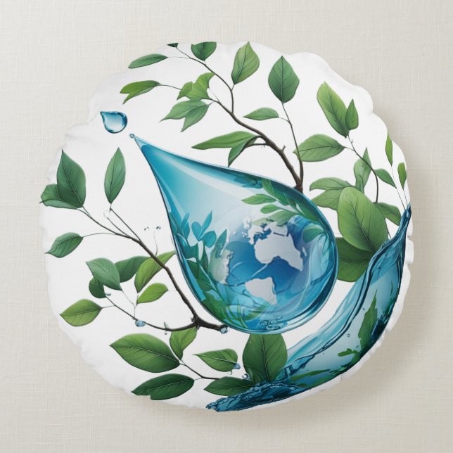 World Water Day Round Cushion (Front)