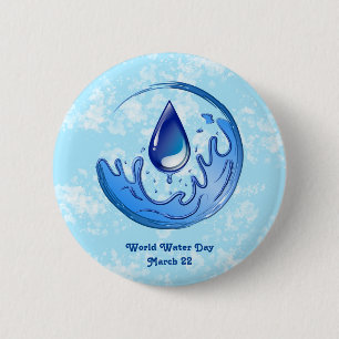 World Water Day Save Water Save Earth 6 Cm Round Badge