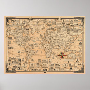 World wonders - a pictorial map poster