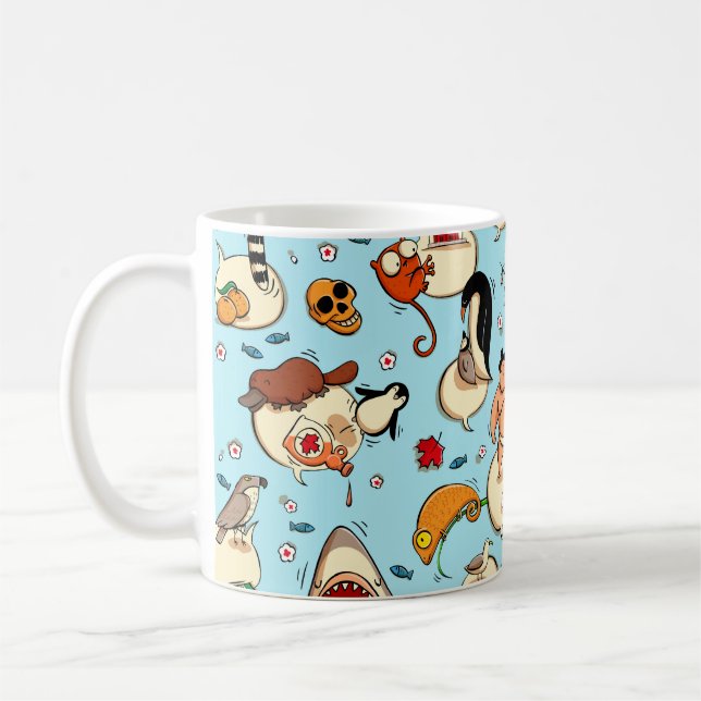 World Wonders: Colourful Blue Pattern. Coffee Mug (Left)