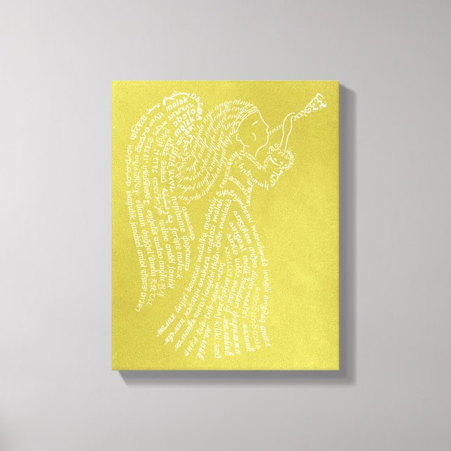 World Word Angel Gold Canvas Print (Front)