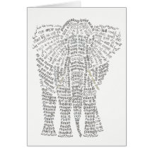 World Word Asian Elephant Card
