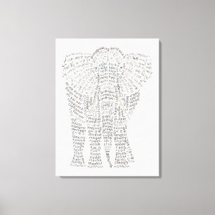 World Word Asian Elephant Stretched Canvas Print