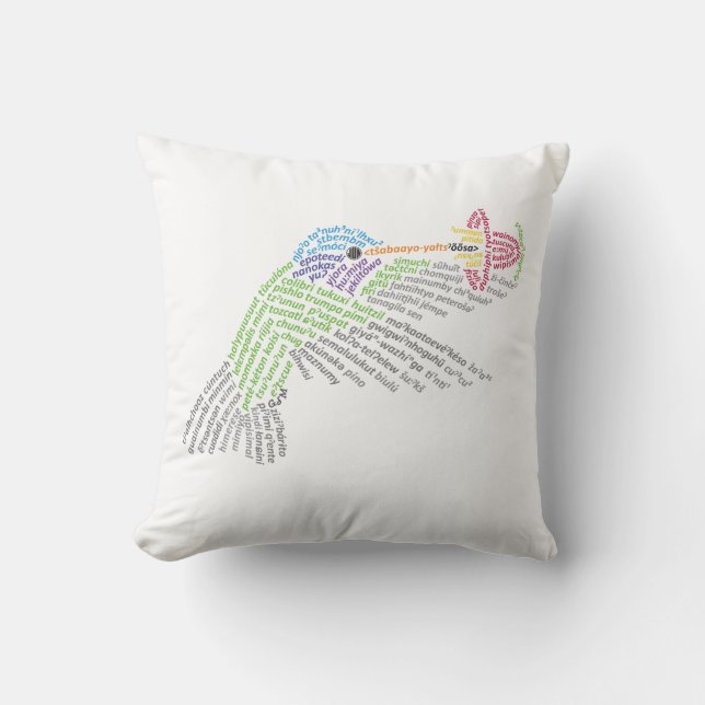 World Word Hummingbird Pillow (Front)