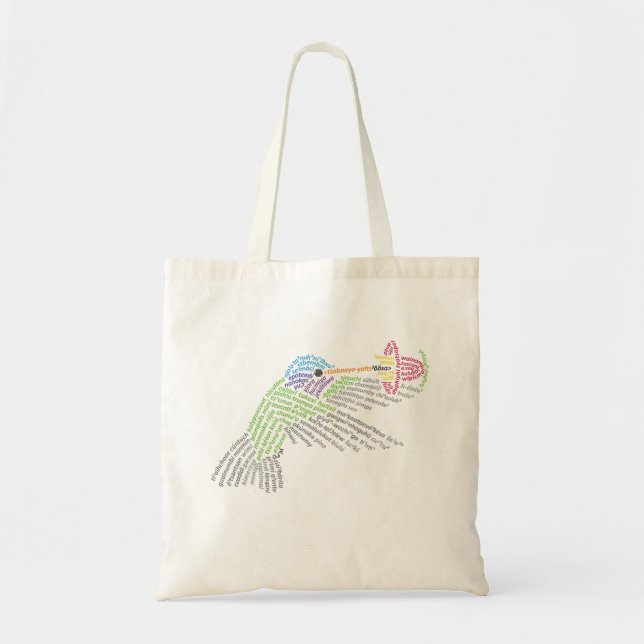 World Word Hummingbird Tote Bag (Front)