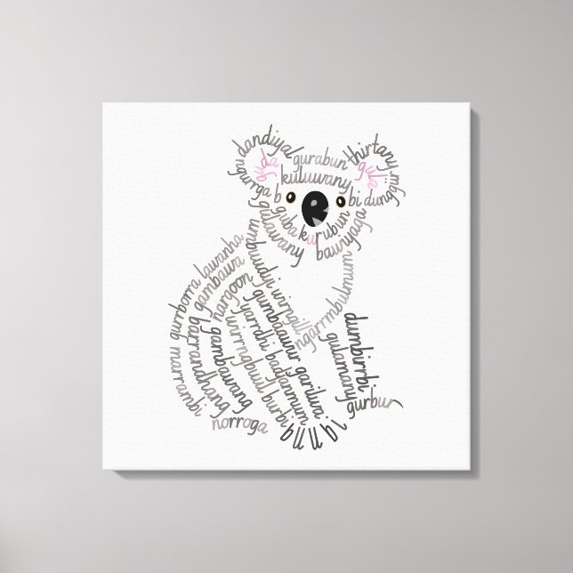 World Word Koala Canvas Print (Front)