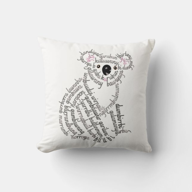 World Word Koala Pillow (Front)