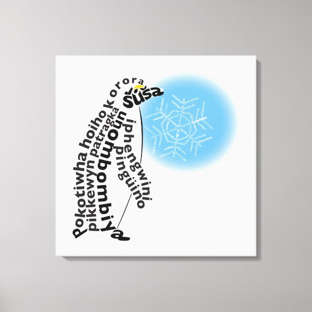 World Word Penguin Canvas Print (Front)
