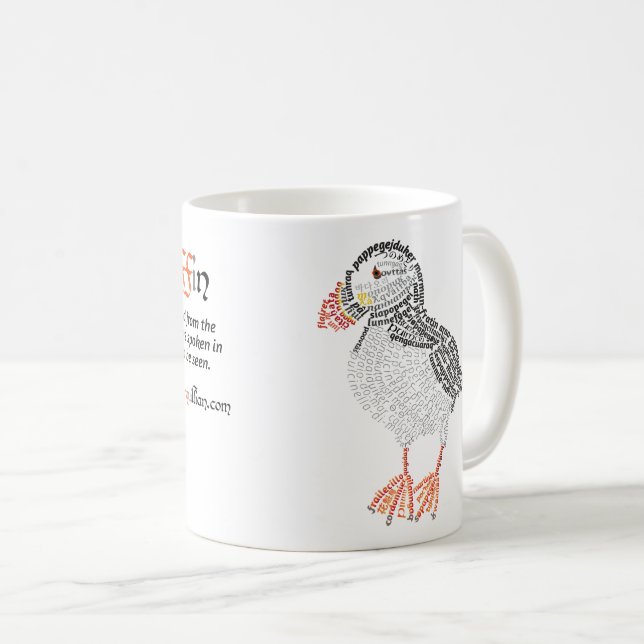 World Word Puffin Mug (Front Right)
