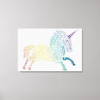 World Word Rainbow Unicorn Canvas Print