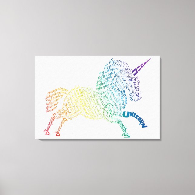 World Word Rainbow Unicorn Canvas Print (Front)