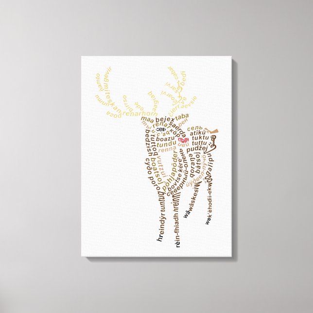 World Word Reindeer Canvas Print (Front)