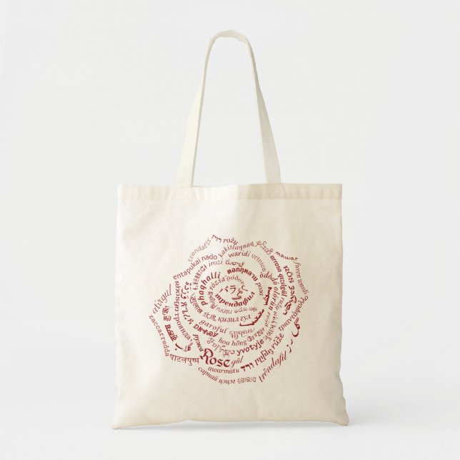 World Word Rose Tote Bag (Front)