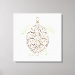 World Word Sea Turtle Canvas Print