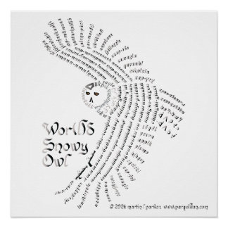 World Word Snowy Owl Poster