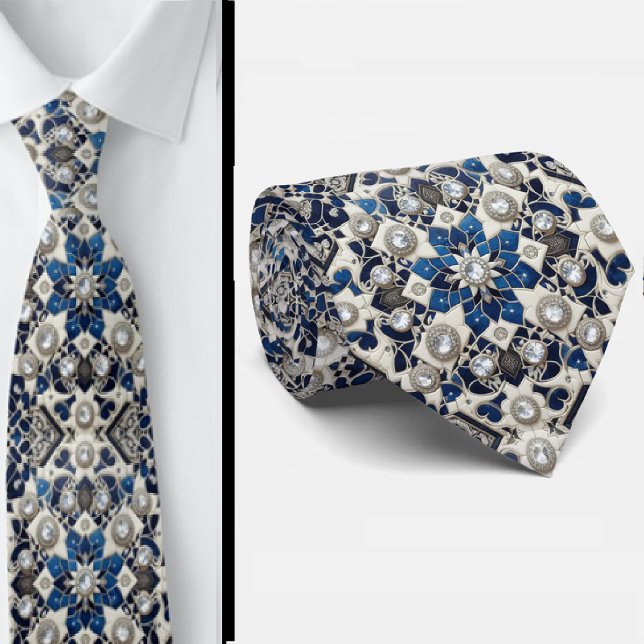 Worldly Luxury Businessman  | Blue Moroccan Tile  Tie (Creator Uploaded)