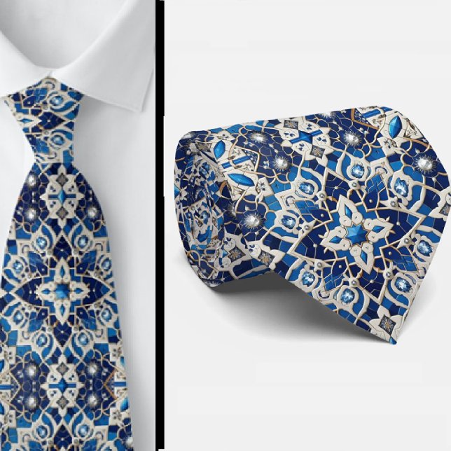 Worldly Luxury Businessman  | Blue Moroccan Tile  Tie (Creator Uploaded)