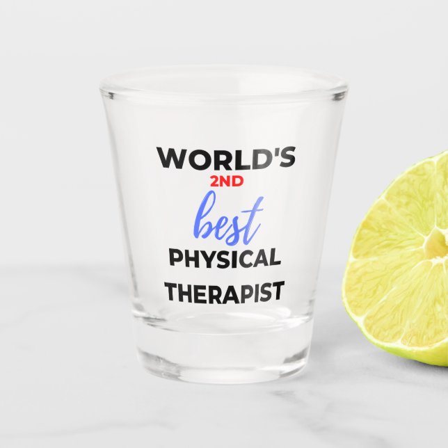 World's 2nd Best Physical Therapist 2 Shot Glass (Front)
