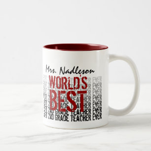 World's Best 2nd Grade Teacher Custom Name B300 Two-Tone Coffee Mug