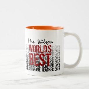 World's Best 2nd Grade Teacher Custom Name W1319 Two-Tone Coffee Mug