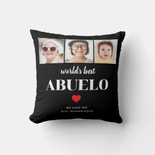 Worlds Best Abuelo We love you 3 Kids Photo Names Cushion