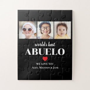 Worlds Best Abuelo We love you 3 Kids Photo Names Jigsaw Puzzle
