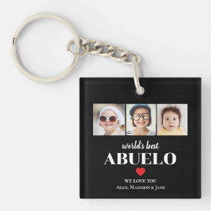 Worlds Best Abuelo We love you 3 Kids Photo Names Key Ring
