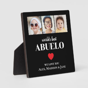 Worlds Best Abuelo We love you 3 Kids Photo Names Plaque