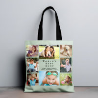 World's Best Aunt 8 Photo Collage Sage Green