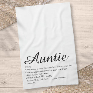 World's Best Aunt, Auntie Definition Chic Script Tea Towel