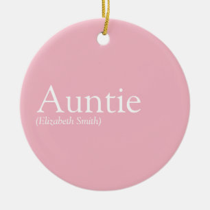 World's Best Aunt, Auntie Definition Girly Pink Ceramic Tree Decoration