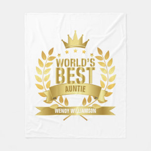 World's Best Aunt, Auntie Gold Fun Fleece Blanket