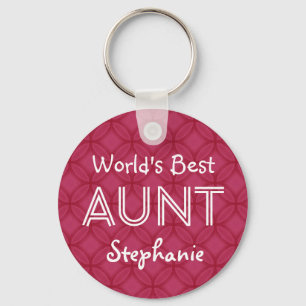 World's Best AUNT Custom Red Gift Item 09 Key Ring